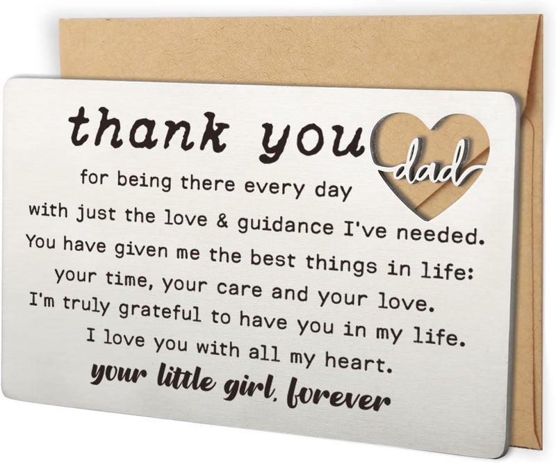 YODOCAMP Thank You Dad Engraved Wallet Card Inserts, Dad Gifts from Daughter, Birthday Father's Day Thanksgiving Christmas Valentines Gifts Card for Dad Father Papa - Image 1