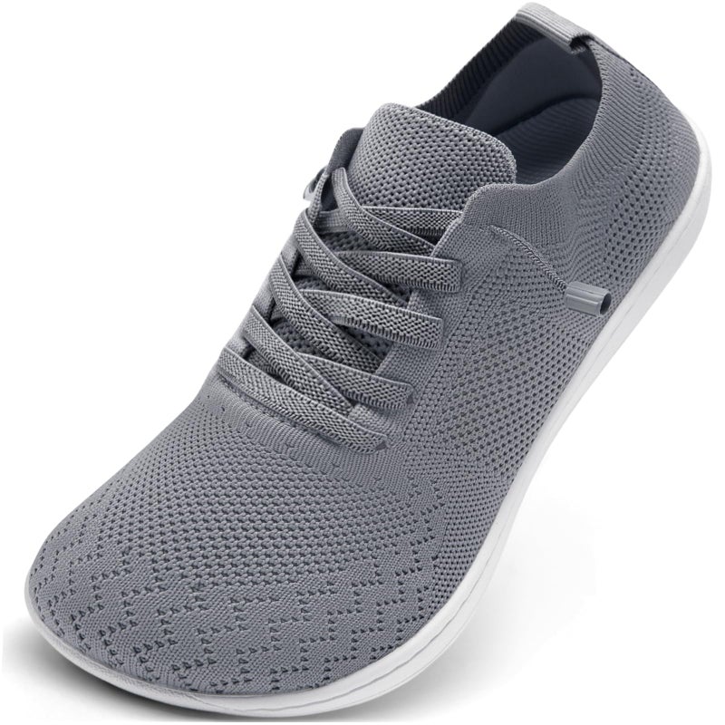 VXGGVX Womens Barefoot Shoes Non Slip Barefoot Tennis Running Shoes Zero Drop Breathable Walking Gym Workout Minimalist Fashion Sneakers Wide Toe Box Light Gray 8 - Image 1