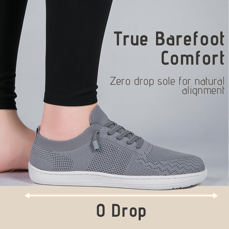 VXGGVX Womens Barefoot Shoes Non Slip Barefoot Tennis Running Shoes Zero Drop Breathable Walking Gym Workout Minimalist Fashion Sneakers Wide Toe Box Light Gray 8 - Image 4