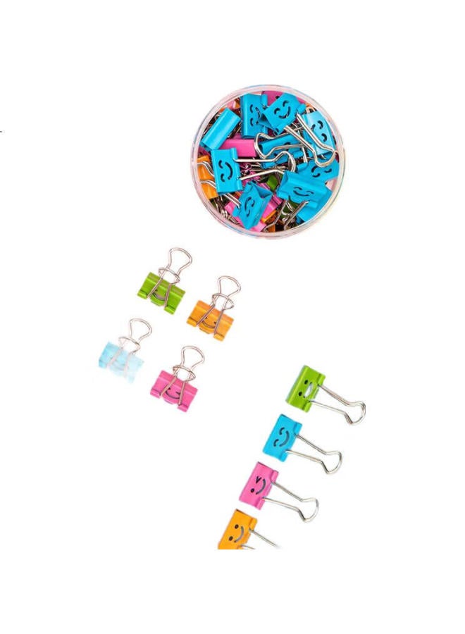 Deli 48 Pieces 25Mm Smile Series Metal Long Tail Binder Clips Document Clips Swallow Tail Clips Medium-Sized File Clips Office Supplies 48 Pieces/Tube 8486 - Image 3