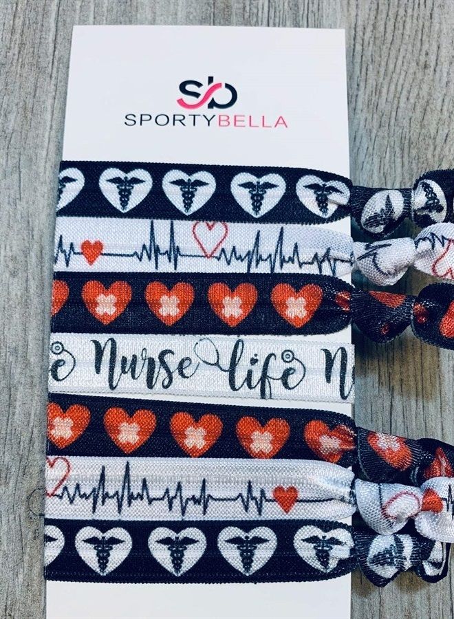 Infinity Collection Nurse Hair Ties Accessories, Nursing Elastic Hair Bands No Crease Ponytail Holders Ribbon Gifts for Women, Girls, Nursing School Classmates, Appreciation Week, Graduation, Colleagues and Friends - Image 1