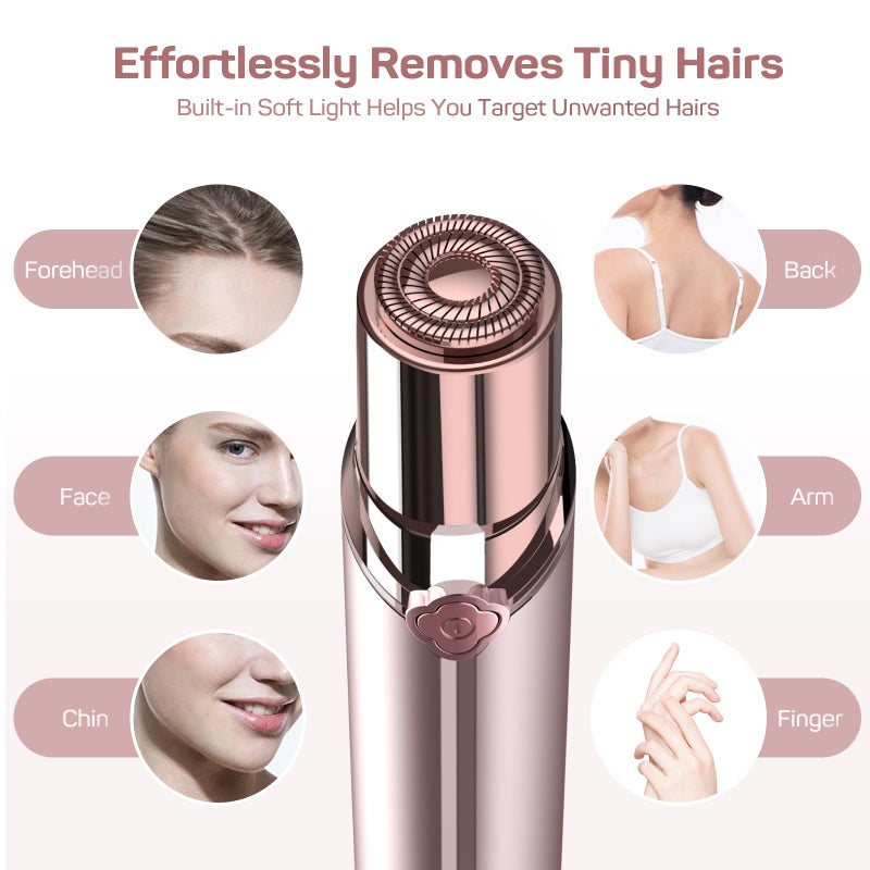 gurelax Facial Hair Removal for Women, Electric Painless Rechargeable Facial Hair Remover for Face, Lip, Chin with 2 x Replacement Heads - Image 2