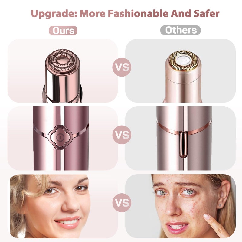 gurelax Facial Hair Removal for Women, Electric Painless Rechargeable Facial Hair Remover for Face, Lip, Chin with 2 x Replacement Heads - Image 5