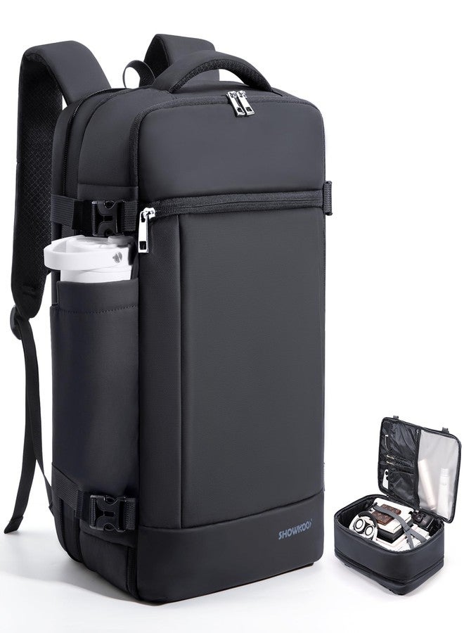 SHOWKOO Laptop Backpack for 17 Inch Laptop, 40L Expandable Large Capacity Backpack, TSA Carry On Travel Backpack with Padded Laptop Compartment, Water-Resistant College & Commuter Bag, Black - Image 1