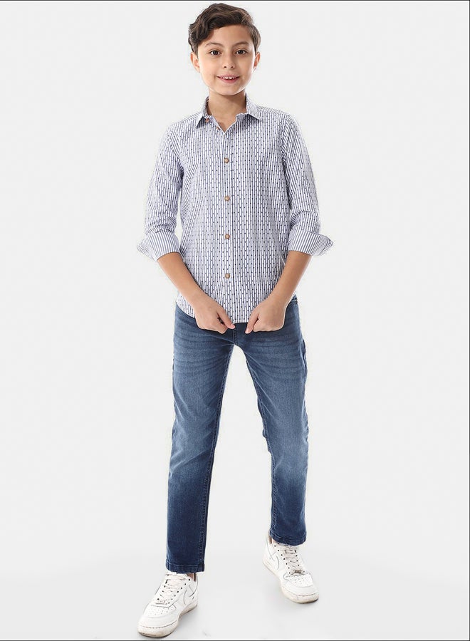 Andora Turn Down Collar Striped Boys Shirt - Image 1