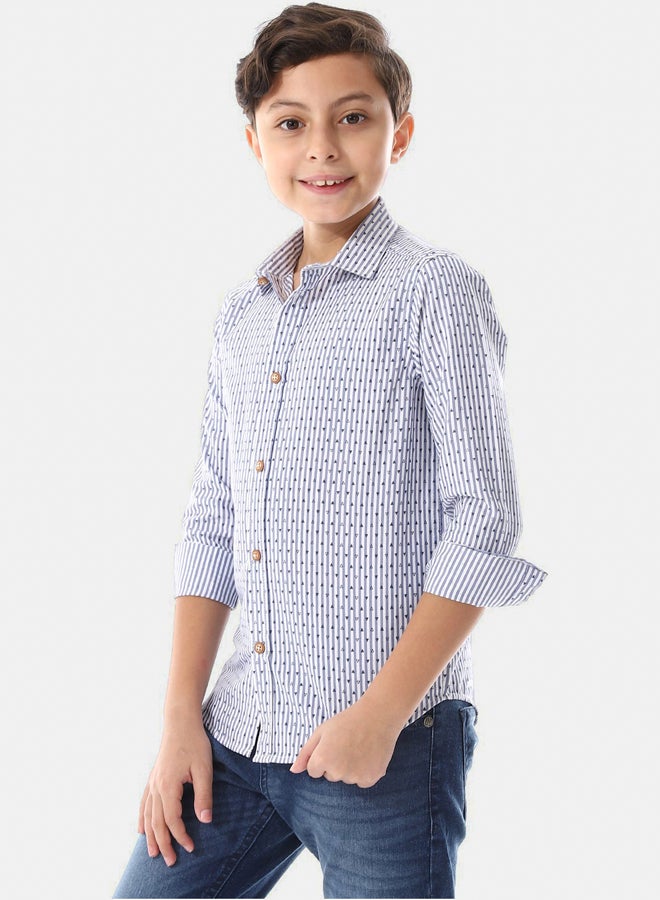 Andora Turn Down Collar Striped Boys Shirt - Image 4