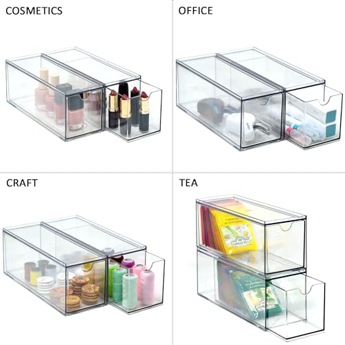 Youngever 3 Drawers Plastic Kitchen Pantry Stackable Storage Organizer, Plastic Tea Packet Organizers, Stackable Tea Bag Holder, 9" x 3" x 3.5" - Image 5