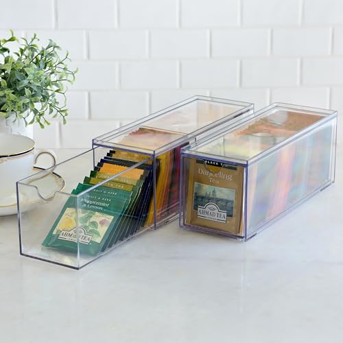 Youngever 3 Drawers Plastic Kitchen Pantry Stackable Storage Organizer, Plastic Tea Packet Organizers, Stackable Tea Bag Holder, 9" x 3" x 3.5" - Image 3
