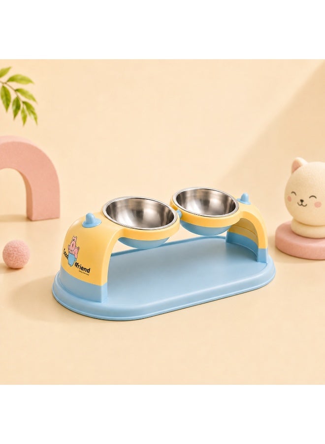 Elevated Stainless Steel Pet Bowl – Removable Food & Water Bowl with Anti-Slip Anti-Tip Base for Cats & Small Dogs, Random Color - Image 1