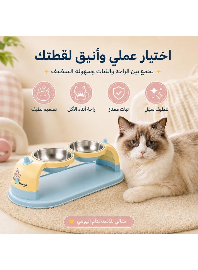 Elevated Stainless Steel Pet Bowl – Removable Food & Water Bowl with Anti-Slip Anti-Tip Base for Cats & Small Dogs, Random Color - Image 2