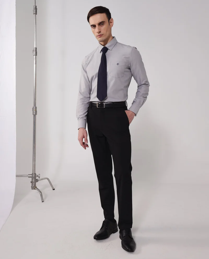 Rare Rabbit Men's Button-Down Formal Plain Shirt With Embroidered Logo