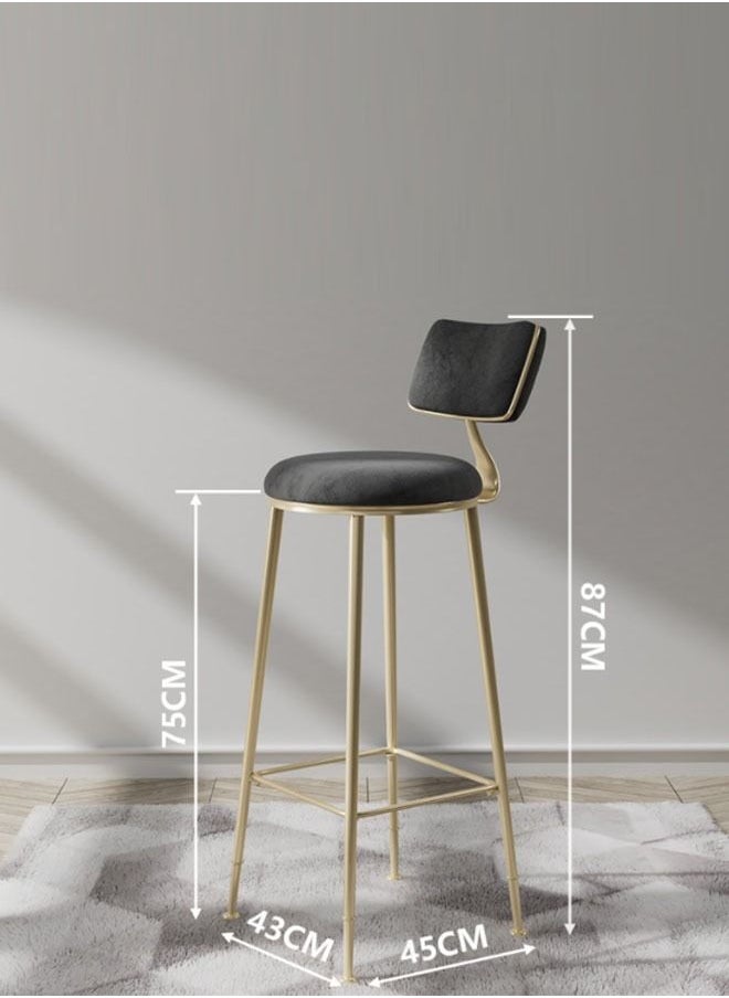 Bar Stool, Chair Footrest High Stool with Backs, Upholstered Counter Height Stools Bar Chairs for Kitchen, Pub, Breakfast Stool, with Metal Legs - pzsku/Z25BEB34E2D45A6739671Z/45/_/1676528574/4ccbf732-0ff1-4340-a0d2-20d62337cc4d