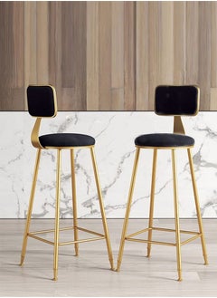 Generic Bar Stool, Chair Footrest High Stool with Backs, Upholstered Counter Height Stools Bar Chairs for Kitchen, Pub, Breakfast Stool, with Metal Legs  - Image 1
