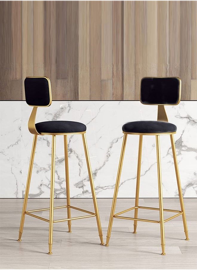 Generic Bar Stool, Chair Footrest High Stool with Backs, Upholstered Counter Height Stools Bar Chairs for Kitchen, Pub, Breakfast Stool, with Metal Legs  - Image 1