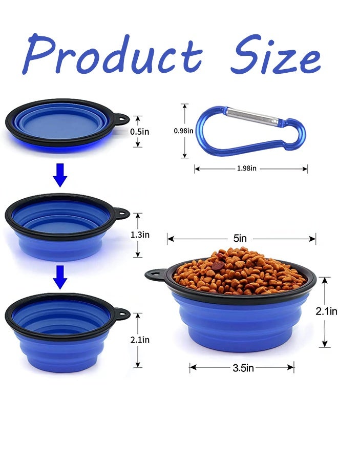 وعاء قابل للطي للكلاب، أوعية ماء قابلة للطي للقطط والكلاب، طبق طعام وشراب محمول للحيوانات الأليفة، وعاء طعام وشراب محمول للكلاب مع حلقة تعليق (صغير (350 مل)، أزرق) - Image 2