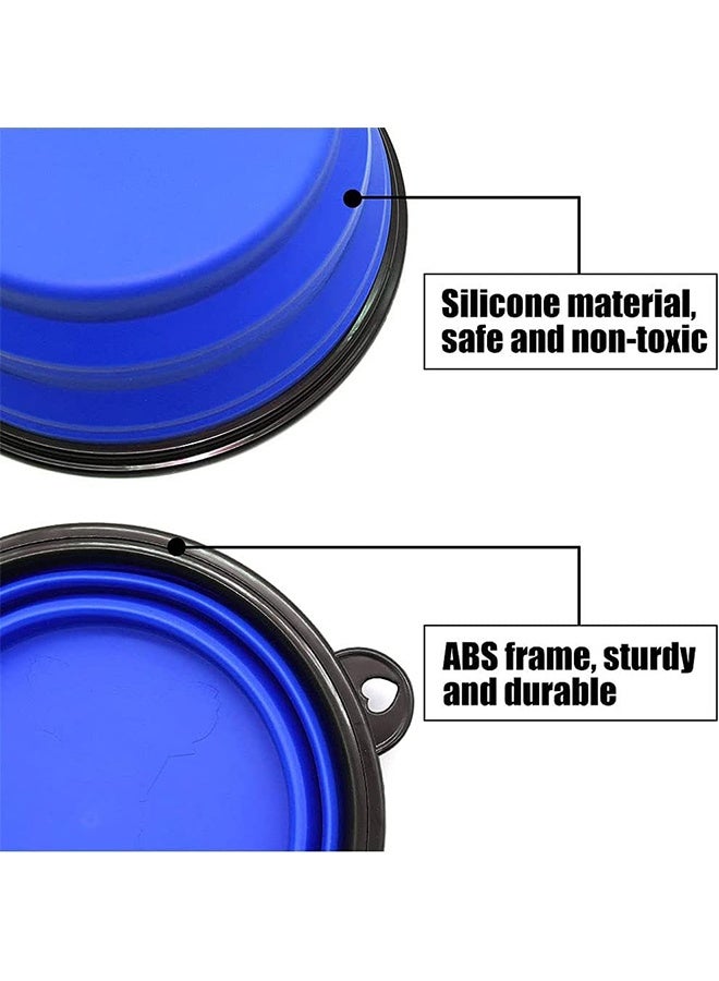 وعاء قابل للطي للكلاب، أوعية ماء قابلة للطي للقطط والكلاب، طبق طعام وشراب محمول للحيوانات الأليفة، وعاء طعام وشراب محمول للكلاب مع حلقة تعليق (صغير (350 مل)، أزرق) - Image 3