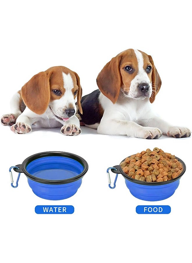 وعاء قابل للطي للكلاب، أوعية ماء قابلة للطي للقطط والكلاب، طبق طعام وشراب محمول للحيوانات الأليفة، وعاء طعام وشراب محمول للكلاب مع حلقة تعليق (صغير (350 مل)، أزرق) - Image 5