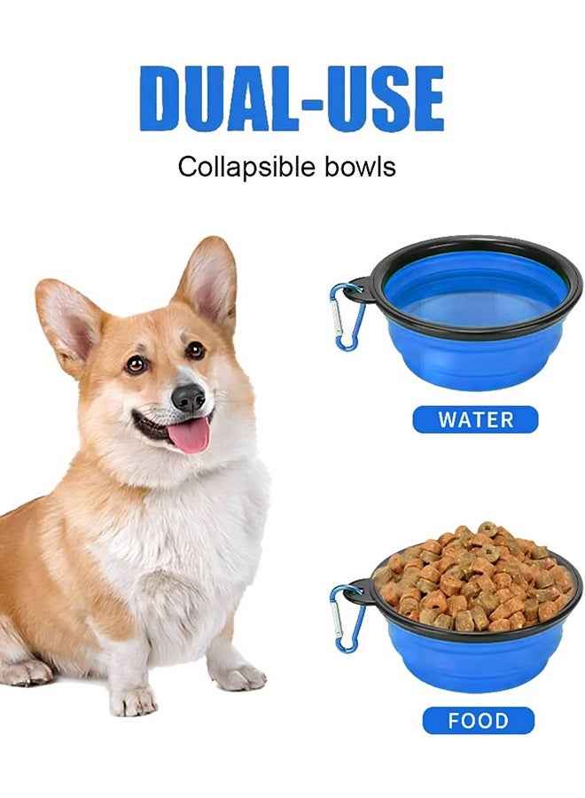 وعاء قابل للطي للكلاب، أوعية ماء قابلة للطي للقطط والكلاب، طبق طعام وشراب محمول للحيوانات الأليفة، وعاء طعام وشراب محمول للكلاب مع حلقة تعليق (صغير (350 مل)، أزرق) - Image 4