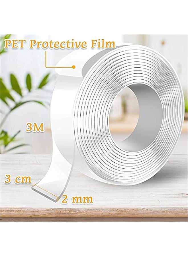 فايلكس يو ووم شريط لاصق مزدوج الجوا، 12 اش عرض × 295 ق طول، شريط لاصق متعدد الاغراض قال للازالة، شريط جل شفاف قوي قال لاعادة الاستخدام - Image 2