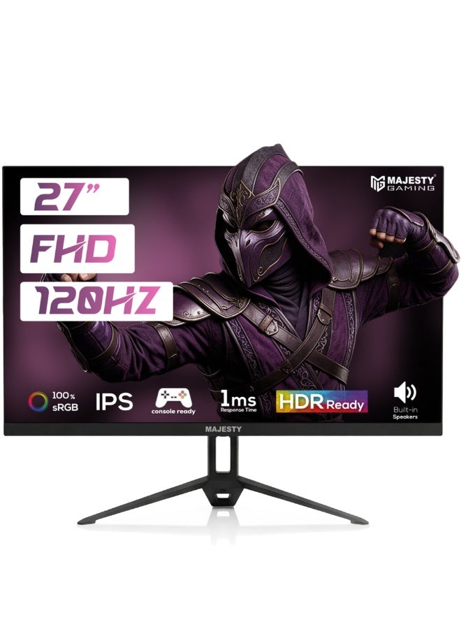 ماجيستي شاشة ألعاب ماجيستي 27 بوصة FHD 1920x1080 | IPS | 120Hz | 1ms | HDR | ‎100% sRGB | G-SYNC & FreeSync | سماعات مدمجة | VGA & HDMI | VESA - Image 1