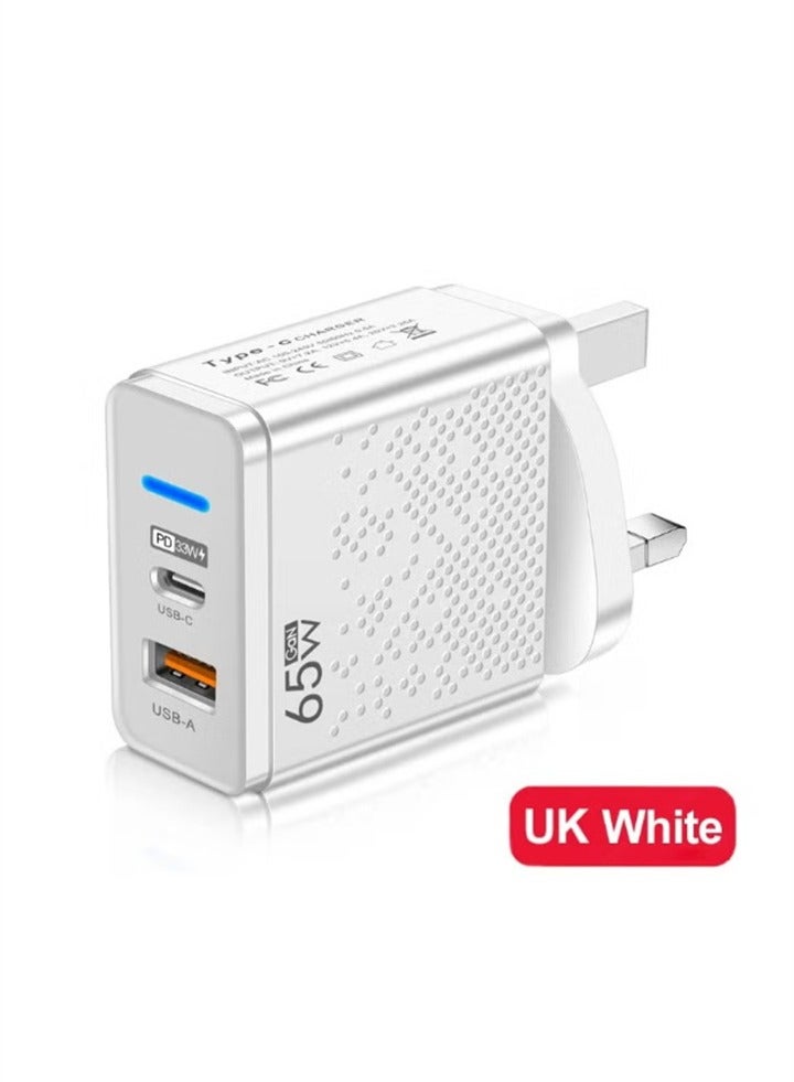65W GaN Charger USB C Power Adapter Dual Type A and Type C Wall Charging Plug GaN Compatible with Steam Deck, iPhone, iPad, Oneplus, Huawei, Lenovo, HP, Asus, Ace, Xiaomi, Samsung - Image 1