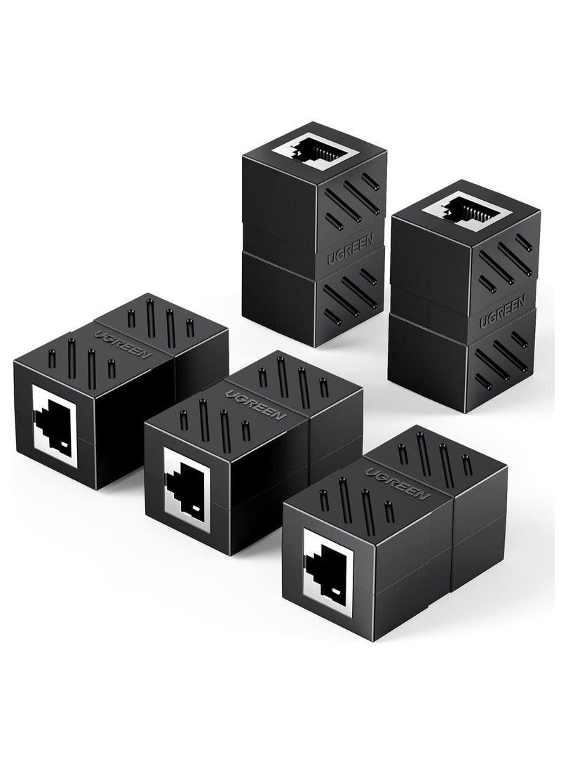 RJ45 Coupler, 10 Pack in Line Coupler Cat7/ Cat6/ Cat5e Ethernet Cable Extender Adapter Female to Female, Network Cable Coupler Female to Female (Black) - Image 1