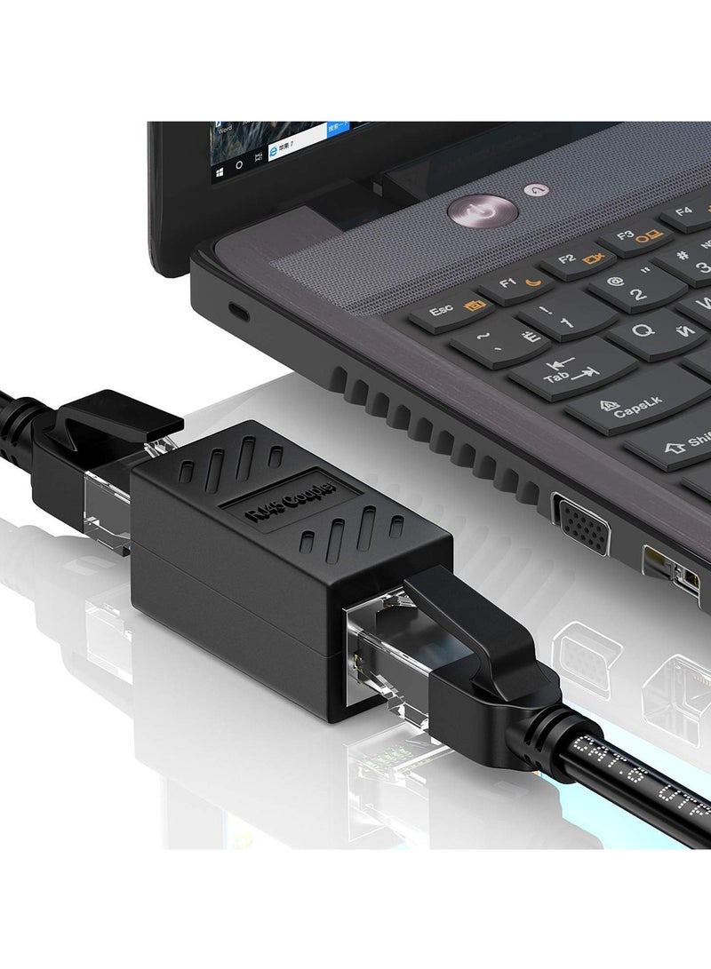 RJ45 Coupler, 10 Pack in Line Coupler Cat7/ Cat6/ Cat5e Ethernet Cable Extender Adapter Female to Female, Network Cable Coupler Female to Female (Black) - Image 2