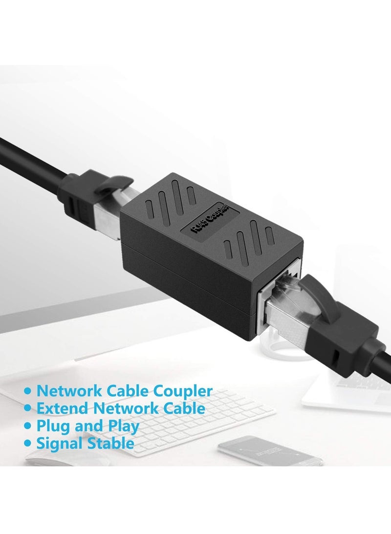 RJ45 Coupler, 10 Pack in Line Coupler Cat7/ Cat6/ Cat5e Ethernet Cable Extender Adapter Female to Female, Network Cable Coupler Female to Female (Black) - Image 4