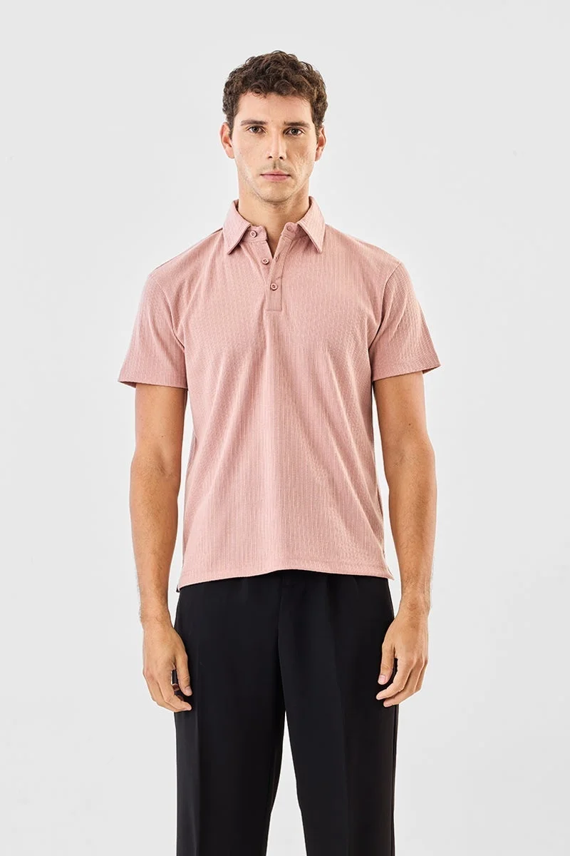 سنيتش تيشيرت بولو محبوك مطاطي بقصة عادية