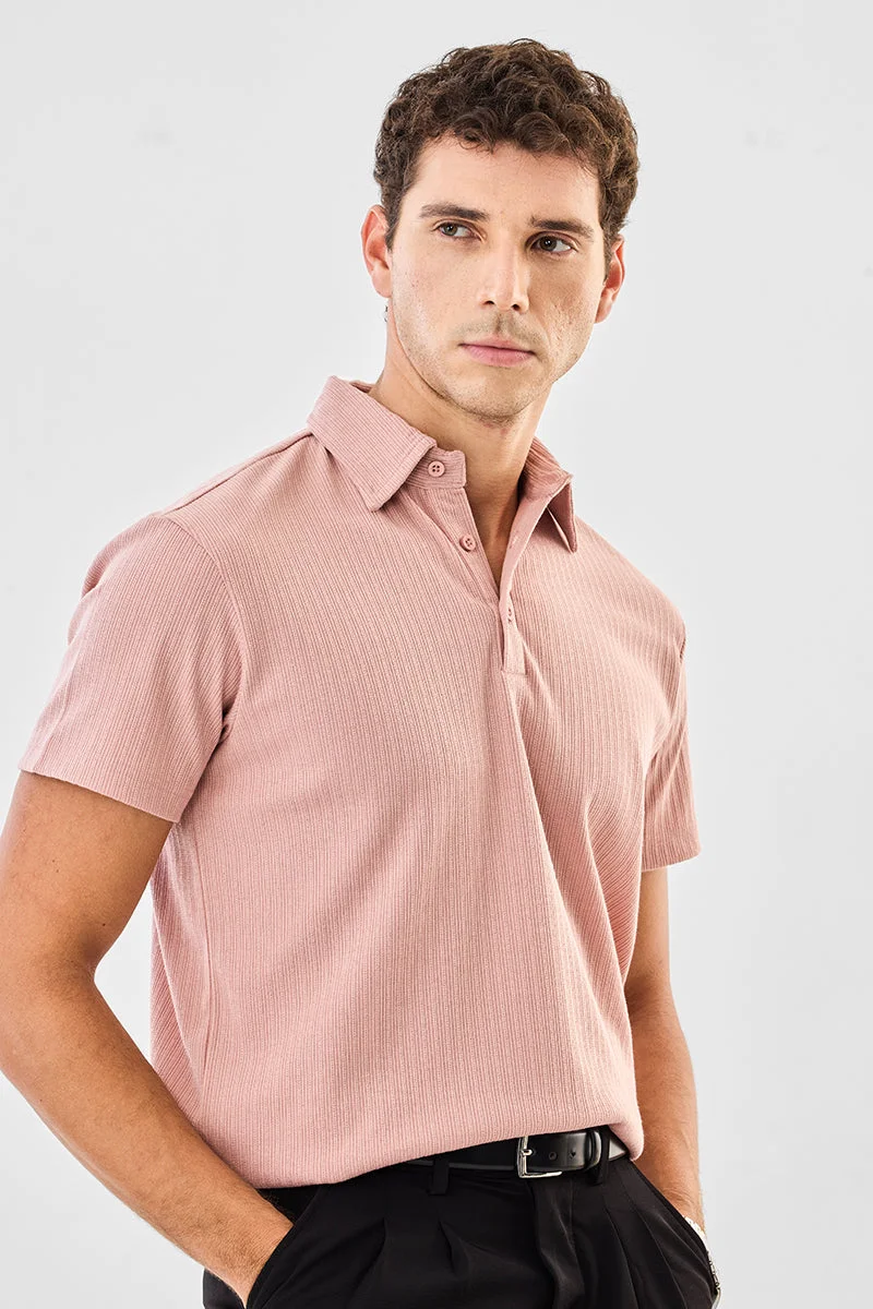 SNITCH Regular Fit Stretch Knitted Polo T-Shirt