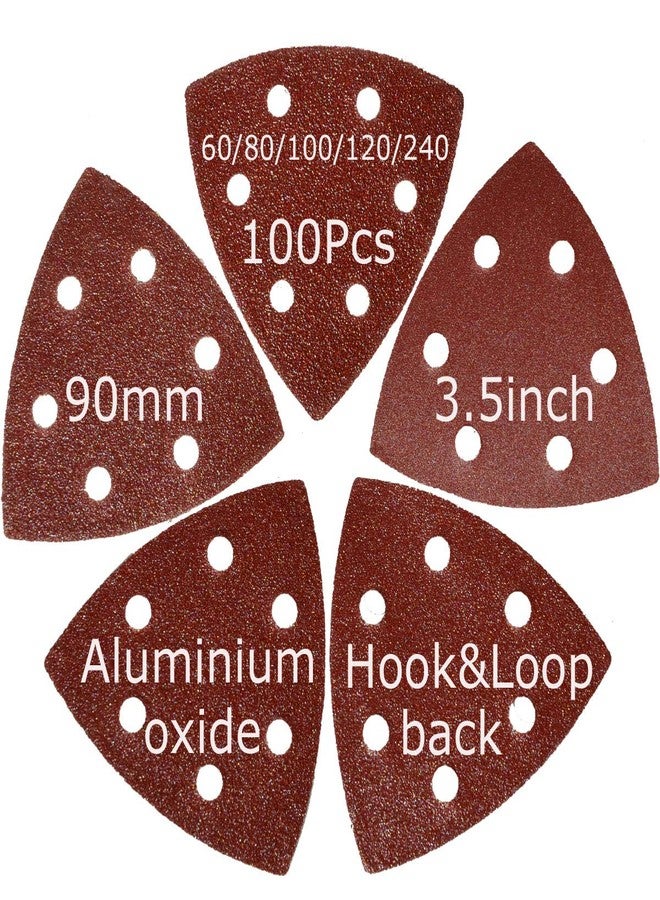 XXGO 3-1/2 Inch 90mm Triangular 60/80 /100/120 /240 Grits Hook & Loop Multitool Sandpaper for Wood Sanding Contains 20 of Each Fit 3.5 Inch Oscillating Multi Tool Sanding Pad Pack of 100 XG9010 - Image 3