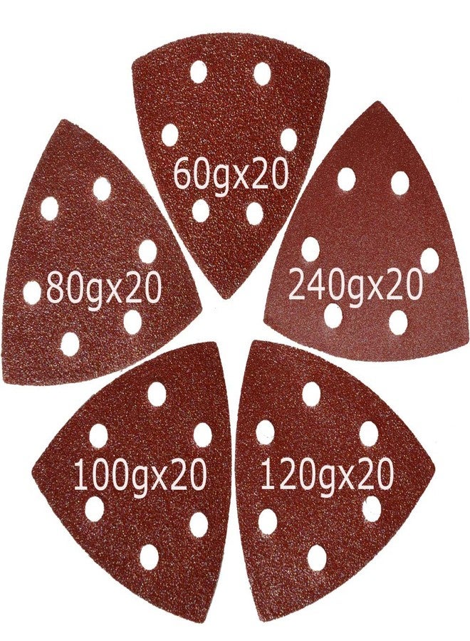XXGO 3-1/2 Inch 90mm Triangular 60/80 /100/120 /240 Grits Hook & Loop Multitool Sandpaper for Wood Sanding Contains 20 of Each Fit 3.5 Inch Oscillating Multi Tool Sanding Pad Pack of 100 XG9010 - Image 2