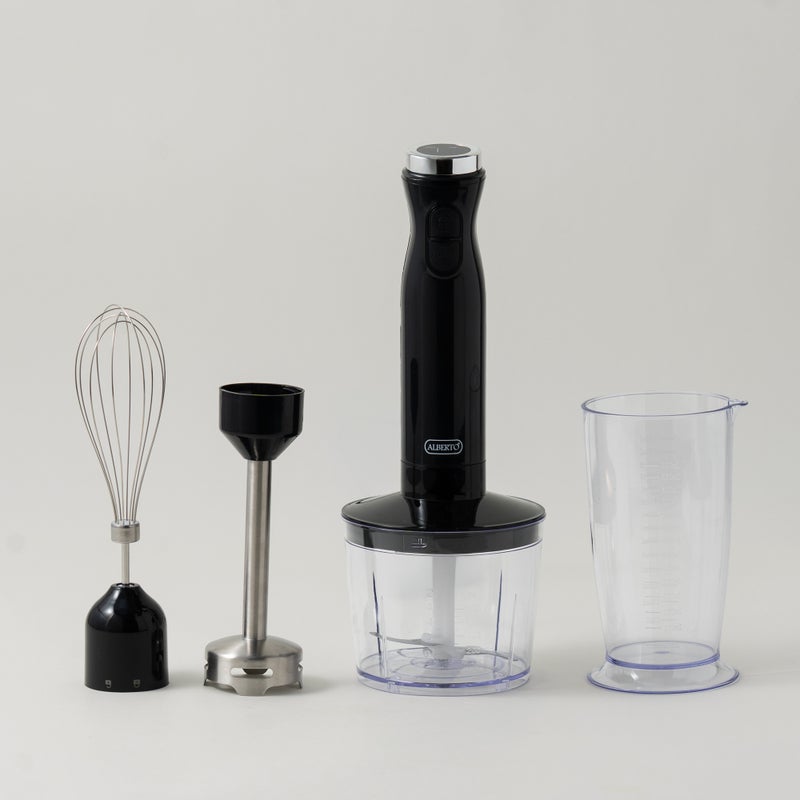 ألبرتو طقم خلاط يدوي 3 قطع ستانلس ستيل، أسود 1000 واط - Image 1