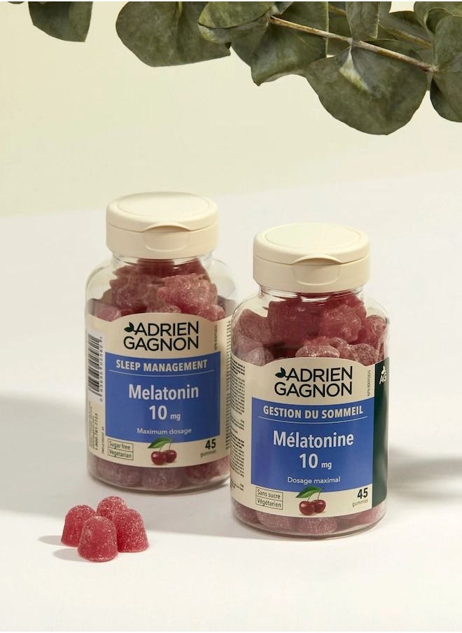 ADRIEN GAGNON - Melatonin 10mg Cherry Flavour Sugar Free 10MG – 45 Gummies - Image 1