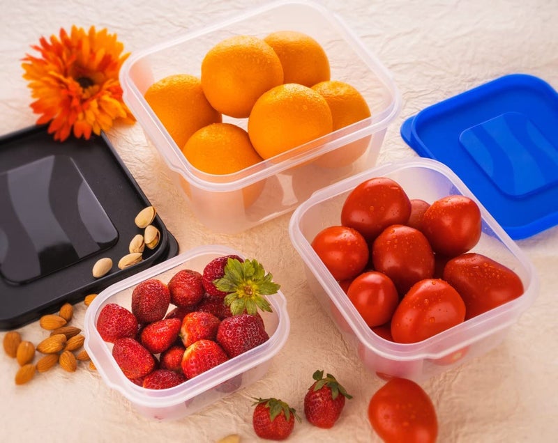 HAPPI Multipurpose Plastic Food Storage Containers with Airtight Lid 3 Pcs Masala Box for Kitchen, Container for Kitchen Storage Set Dry Fruits Dabba 700ml, 1400ml, 2400ml (Black) - Image 4