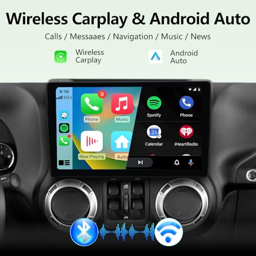AWESAFE Car Radio Stereo Upgrade for Jeep Wrangler JK 2007-2018 Dodge Ram 1500 2500, 4Core 64GB with CarPlay Android Auto - Image 3