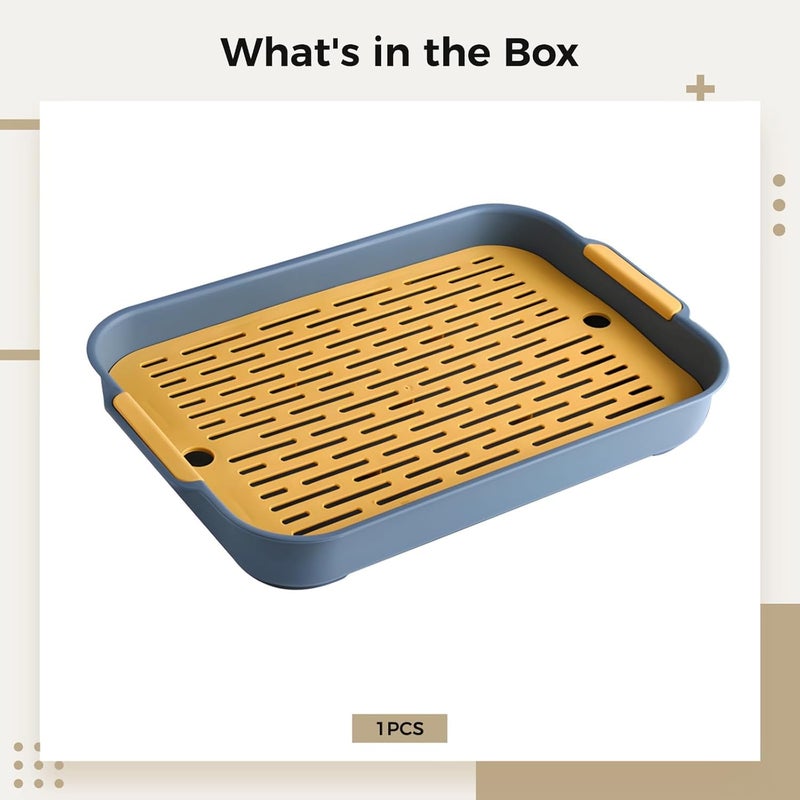Generic Double-Layer Pet Toilet Tray, 14.4×9.6×2 in, with Grid, for Rabbits and Small Animals, Blue - Image 5