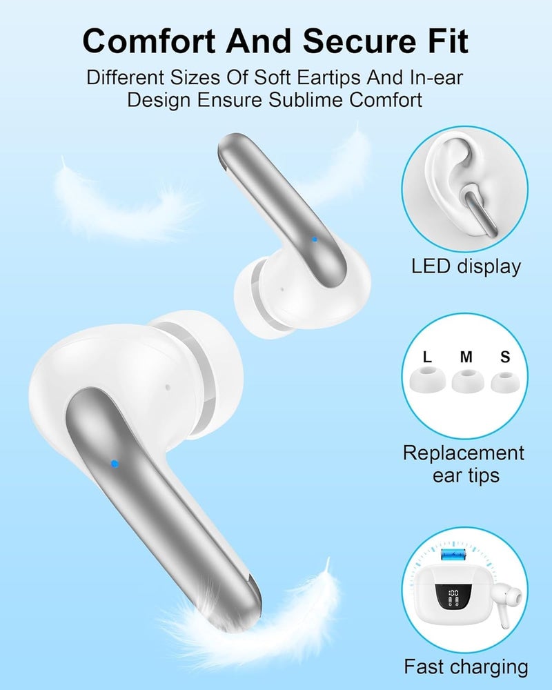 AILKIN iPhone 17 16e Wireless Ear Buds Bluetooth Headphones for Apple iPhone 17/Air/16/16 Plus/16e/16 Pro Max/15/15 Plus/15 Pro Max/14/13, Earbuds Samsung Galaxy A17 A16 Oneplus Google Pixel 10 Earphones - Image 5