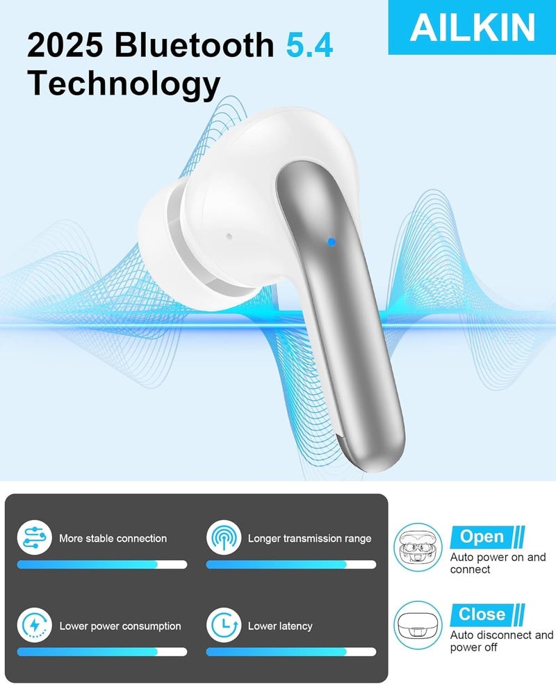AILKIN iPhone 17 16e Wireless Ear Buds Bluetooth Headphones for Apple iPhone 17/Air/16/16 Plus/16e/16 Pro Max/15/15 Plus/15 Pro Max/14/13, Earbuds Samsung Galaxy A17 A16 Oneplus Google Pixel 10 Earphones - Image 3