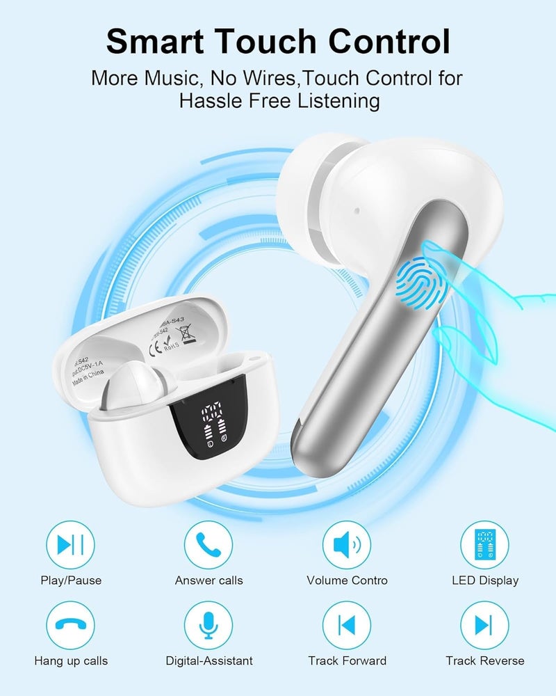 AILKIN iPhone 17 16e Wireless Ear Buds Bluetooth Headphones for Apple iPhone 17/Air/16/16 Plus/16e/16 Pro Max/15/15 Plus/15 Pro Max/14/13, Earbuds Samsung Galaxy A17 A16 Oneplus Google Pixel 10 Earphones - Image 4