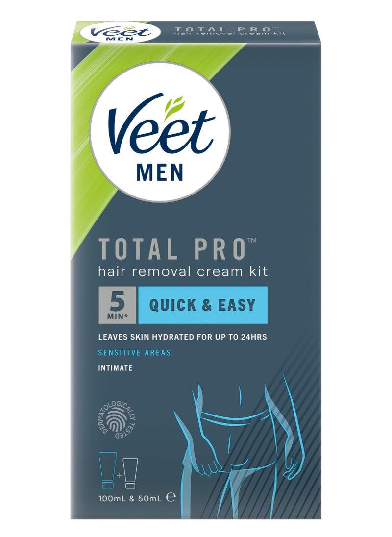 Veet Veet Men Intimate Hair Removal Kit, with Hair Removal Cream and Aftercare Balm, ​ (Suitable for sensitive areas, underarm, chest and body)100 ml + 50 ml 