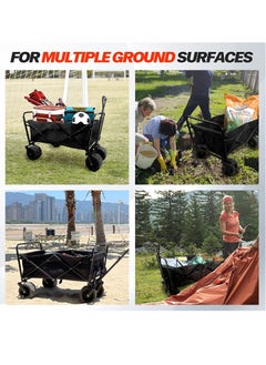 SUNRISE Folding Wagon Foldable Camping Cart Heavy Duty Utility Beach Wagon Cart Large Capacity Foldable Grocery Wagon for Garden Outdoor  Sports Camping Picnic  - Image 4