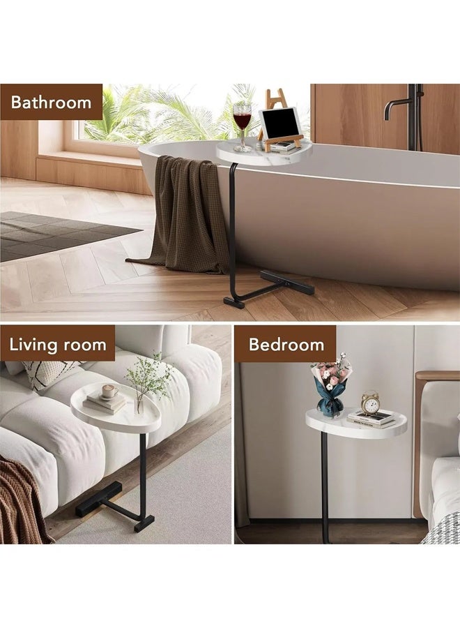 متجر ان زون طاولة جانبية عصرية على شكل حرف C للأريكة والسرير من الخشب والمعدن 45x30x60سم مجموعة من 4 قطع - Image 5
