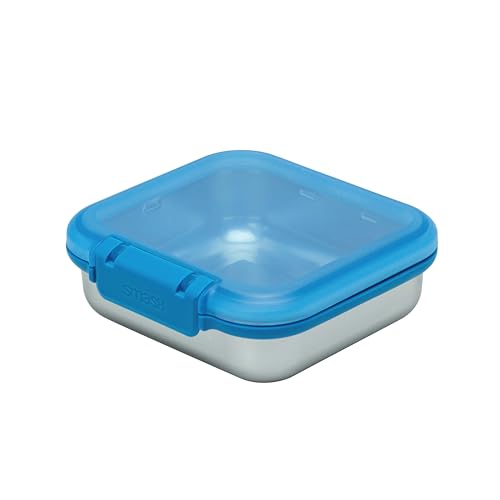 Smash 30 oz / 900ml Microwave Safe Stainless Steel Meal/Sandwich/Lunch Box with Blue Hinged Lid – Leak-Proof Clip Closure, Silicone Seal, BPA-Free - Image 3