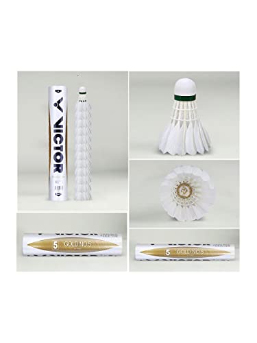 BONMAC VICTOR Gold No 5 Feather Badminton Duck Feather Shuttlecock (Speed 77) - Image 3