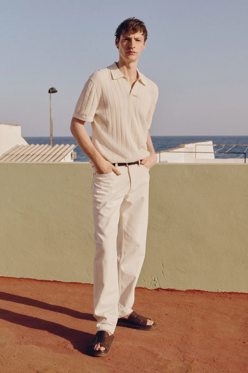 H&M Regular Fit Linen-blend polo shirt