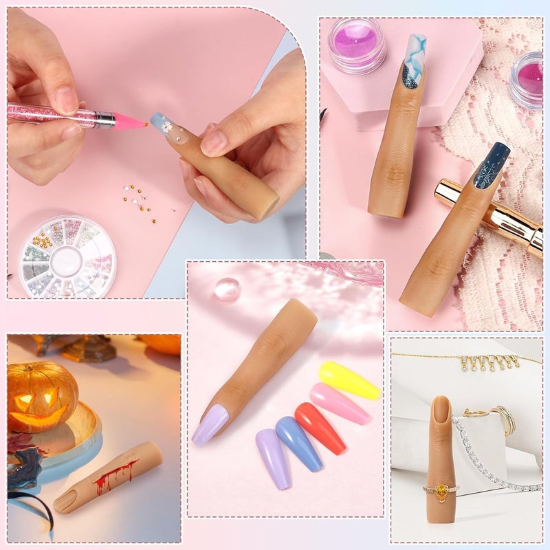 Ruby Face Rubyface Silicone Practice Fingers for Acrylic Nails, Soft Nail Training Model Practice Finger, Flexible Nail Mannequin Finger for DIY Nails Practice, Including 20pcs Tips - Image 5
