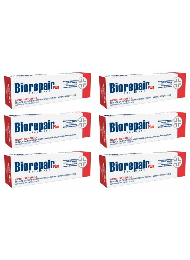 Biorepair - Biorepair Sensitive Teeth Daily Toothpaste - 2.54 Fluid Ounces (75ml) Tubes (Pack of 6) [ Italian Import ] - Image 1