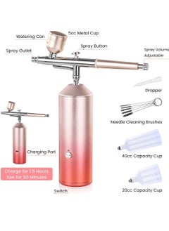 Y&D Cordless Airbrush Kit, Portable Mini Air Brush Gun Handheld Rechargeable Painting Kit with 2 Cups Compressor Nano Spray Instrument for Makeup, Decorating, Model Coloring, Nail Art, Tattoo, Art  - Image 4