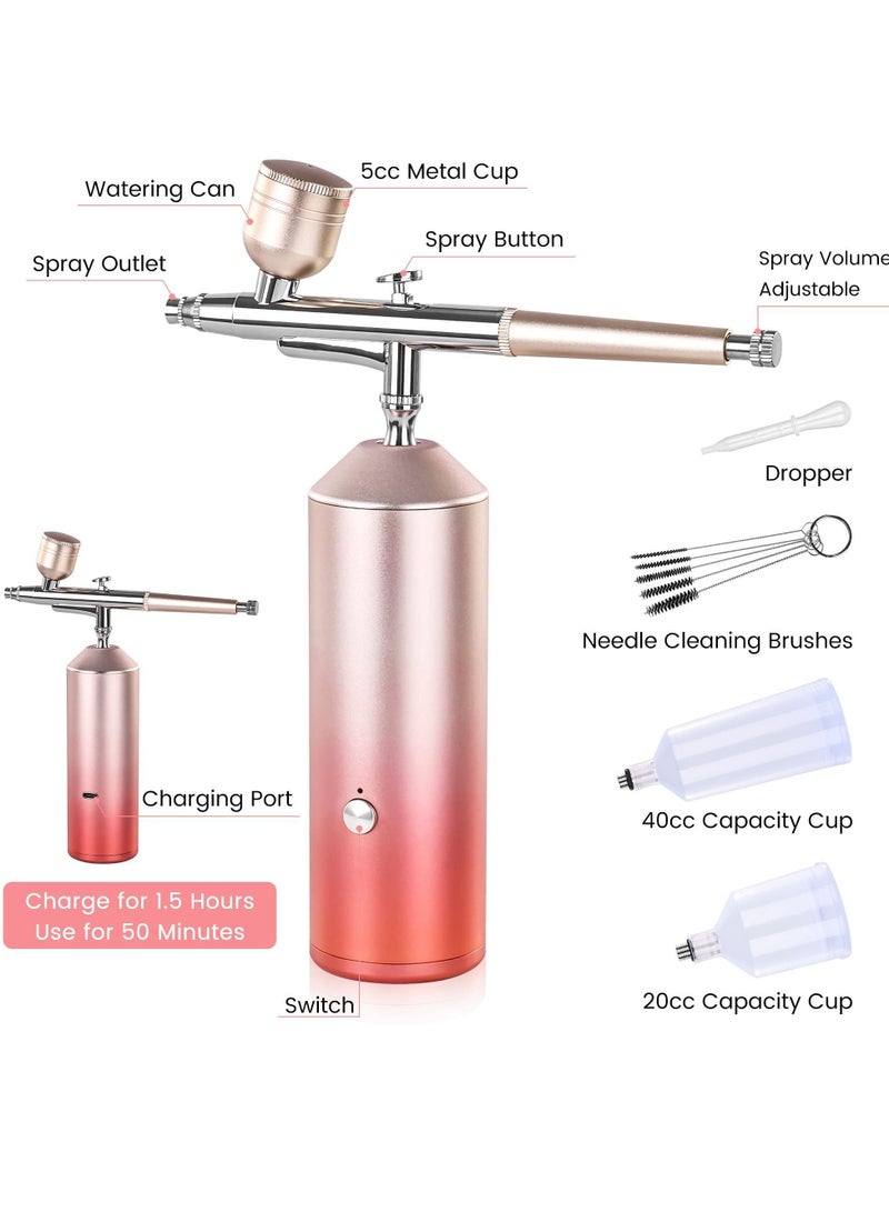 Y&D Cordless Airbrush Kit, Portable Mini Air Brush Gun Handheld Rechargeable Painting Kit with 2 Cups Compressor Nano Spray Instrument for Makeup, Decorating, Model Coloring, Nail Art, Tattoo, Art  - Image 4